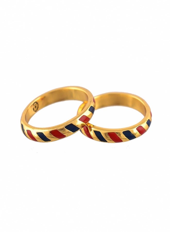 VOYLLA Valentine's Day Chevron Enamel Stackable Rings, Gift For Her, Valentines Gift For Her - Image 1