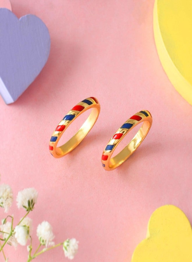 VOYLLA Valentine's Day Chevron Enamel Stackable Rings, Gift For Her, Valentines Gift For Her - Image 2