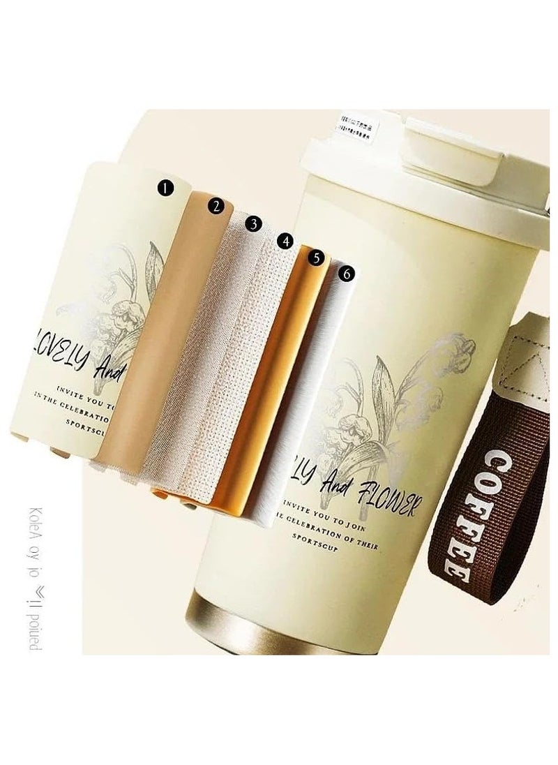 QSHOP sulated Coffee Mug with Lid and Straw - Premium Stainless Steel Coffee Mug - Leakproof Insulated Cup for Hot and Cold Drinks - Perfect for Travel and Everyday  - Image 4