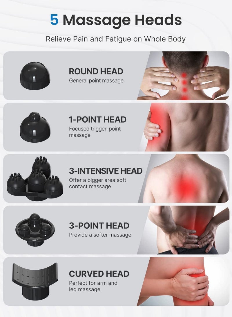 Rechargeable Hand Held Deep Tissue Cordless Electric Percussion Body Massage With Portable Design, Black