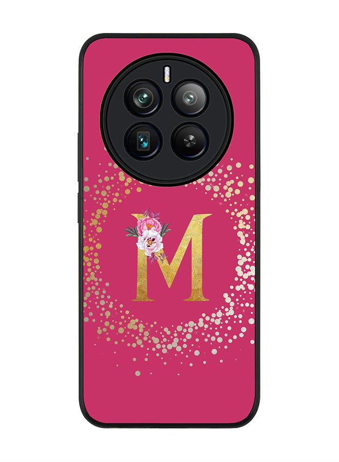 Stylizedd Rugged Black edge case for Realme 12 Pro / Realme 12 Pro Plus 5G, Custom Monogram Initial Letter Floral Pattern Alphabet-M (Deep Pink Rose) - Image 1