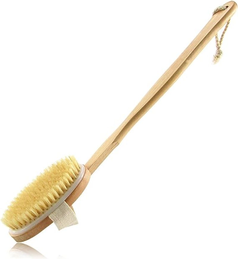 Domary Back scrub with shower brush with long and soft handle wet or dry body massager Shower back scrub - Image 1