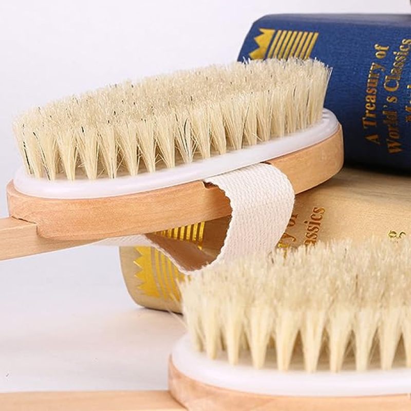 Domary Back scrub with shower brush with long and soft handle wet or dry body massager Shower back scrub - Image 2