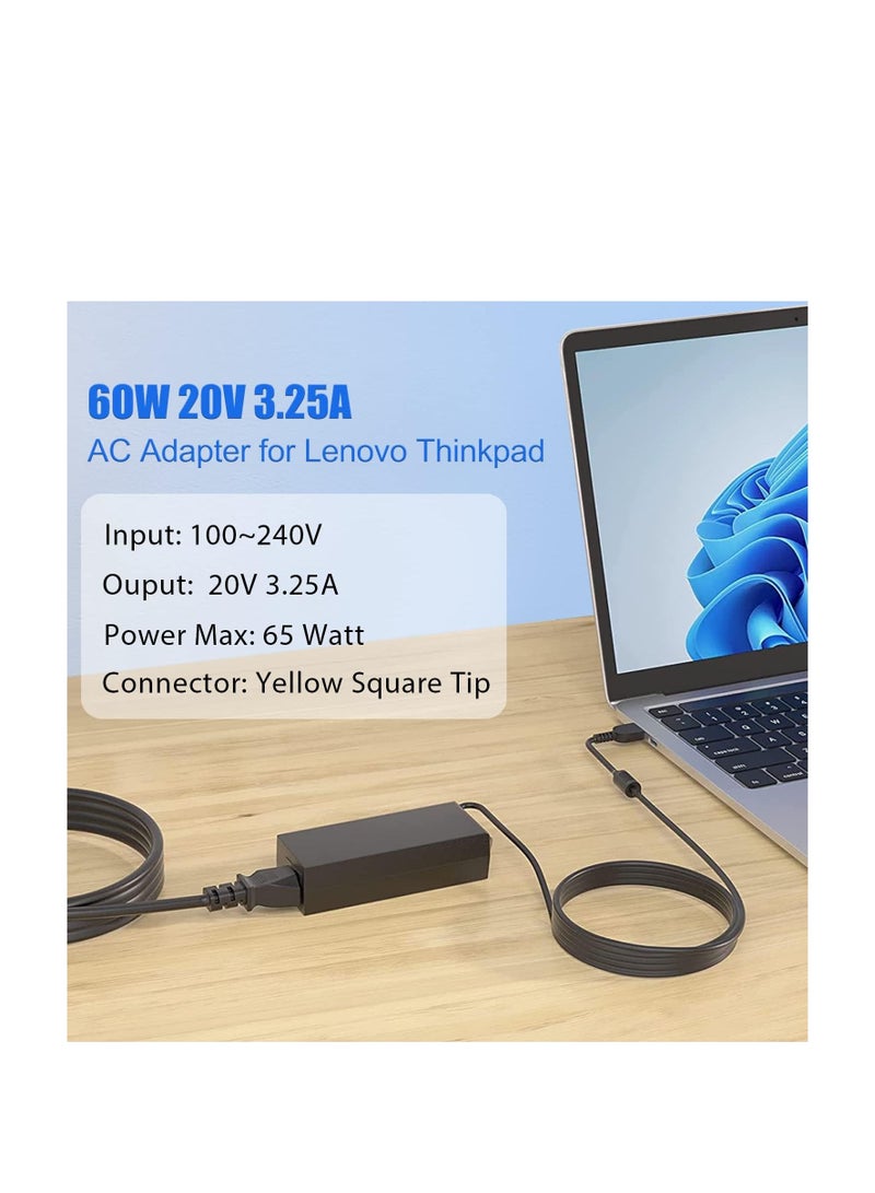 Ntech محول التيار المتردد NTECH لـ (Lenovo) (65 واط/20 فولت/3.25 أمبير) Z40/Z50/Z50-70/Z50-75/G40/G50/G50-70/G50-80 Thinkpad L440/L460/L470/T440/T450/T460/T470/T540/T560/X230/X240/X250/X270 سلك مصدر طاقة (طرف مربع أصفر) - Image 2