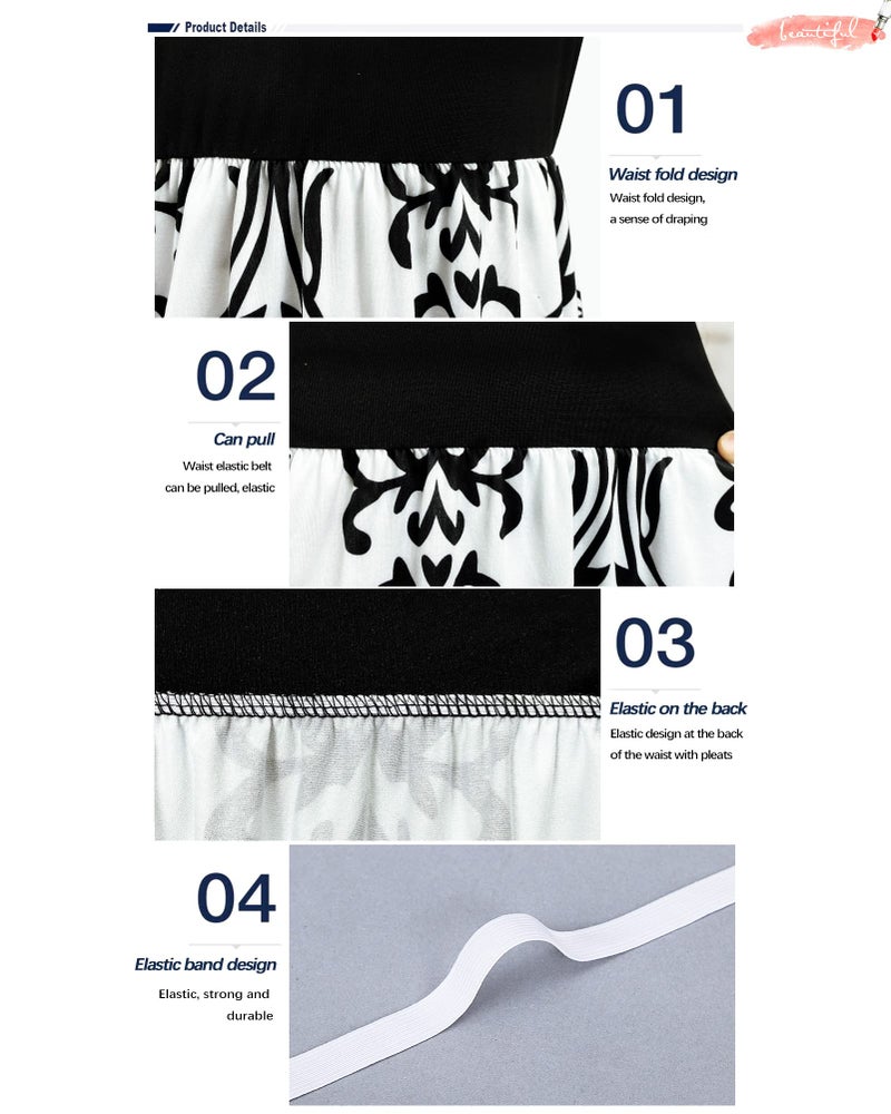 AUSELILY Women's Short Sleeve Loose Plain Casual Long Maxi Dresses for Women 2025 Black White XL - Image 3