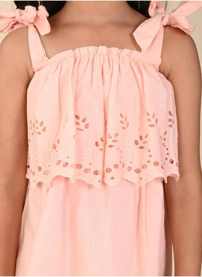 ليلك Pink Dresses Straight Fit made from Cotton featuring Self Design design and Round Neck neckline - Perfect for Festive!