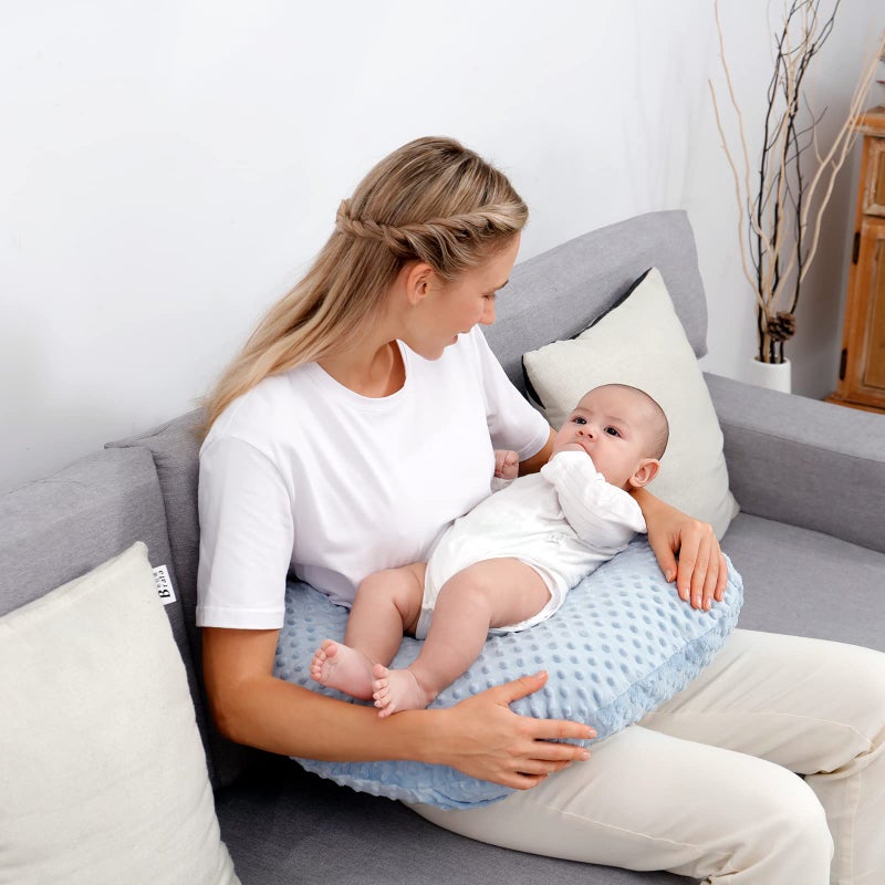 Aullar Pillowcase for Nursing Pillow and Positioner for Breastfeeding and Bottle Feeding, Propping Baby, Tummy Time, Baby Sitting Support, Awake-Time Support, Pillow Cover Only (Blue) - Image 2