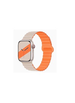 Silicone Loop Magnetic strap For Apple watch band 44mm 40mm 45mm 49mm 41mm 42 46mm Bracelet iWatch series 8 SE 6 7 Ultra 2 9 10 - White & Orange - pzsku/Z0B99D4336F4A7034B5D2Z/45/_/1737302396/74f9bd49-2171-4b40-89cc-1382359b18f8