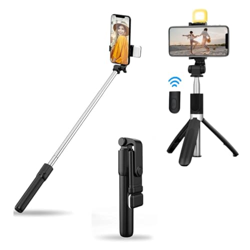 MMAK Selfie Stick with Tripod Stand, 3 in 1 Multifunctional Design, 67 inch (6 Ft.) Long, Rechargeable LED Light for Vlogging, Photo Shoot & Virtual Meetings, Selfie Stick with Bluetooth Remote - Image 1