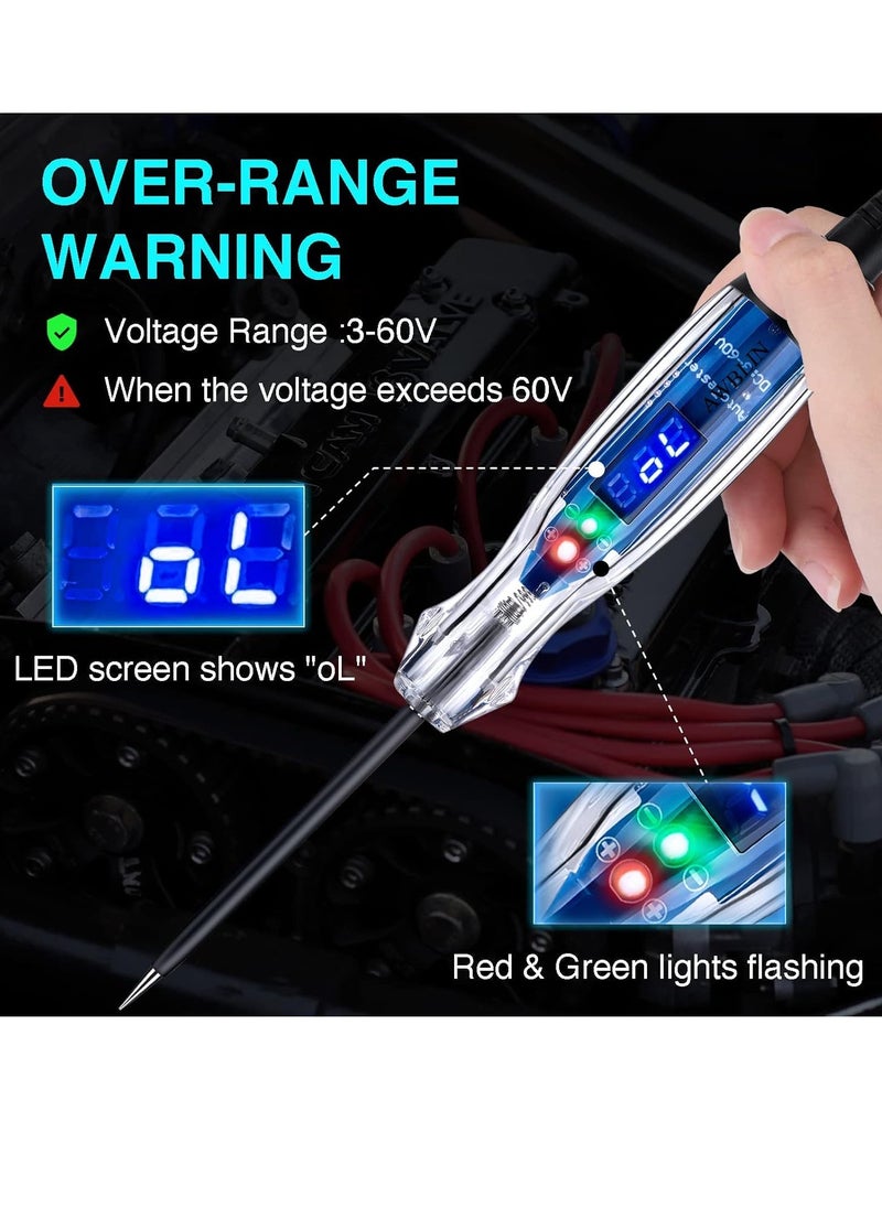 كيلا مصباح اختبار السيارات، جهاز اختبار الدائرة الرقمية LED 3-60 فولت تيار مستمر، جهاز اختبار الإضاءة عالي التحمل مع الفولتميتر، جهاز اختبار الكهرباء للسيارات، قلم اختبار كهربائي ثنائي الاتجاه للسيارات، جهاز اختبار الدوائر  - Image 3