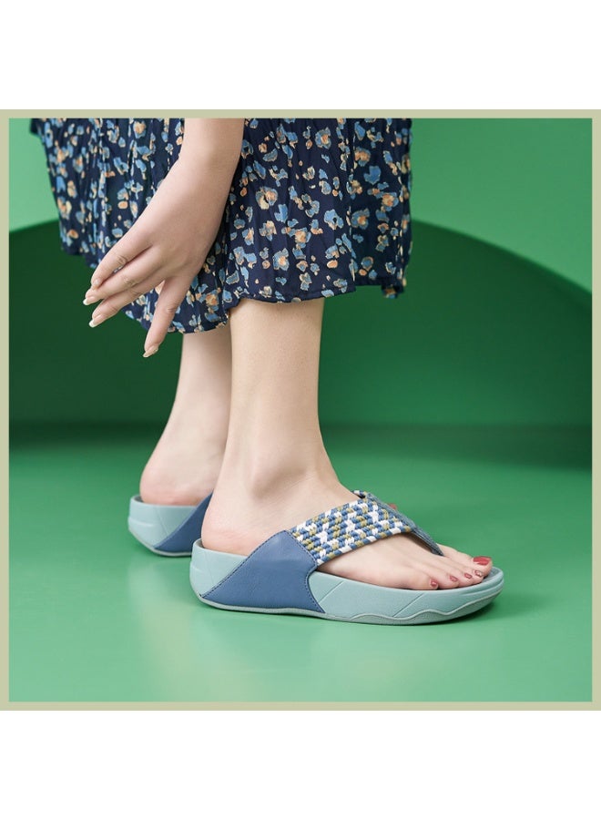 NIBEMINENT Preppy Style Student Women Slippers Thong T Strap Sandals Thick Bottom Light Sole  Shoes  - Image 4