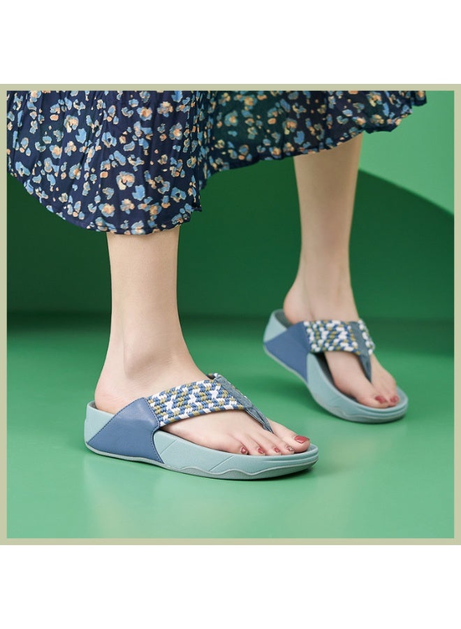NIBEMINENT Preppy Style Student Women Slippers Thong T Strap Sandals Thick Bottom Light Sole  Shoes  - Image 3