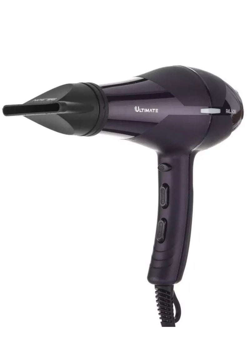 PALSON Professional Hair Dryer 2300W, 2 Speeds, 3 Heat Settings, Cool Shot, LED Indicator, 3m Cord, Black/Purple, Model 40045 - Image 2