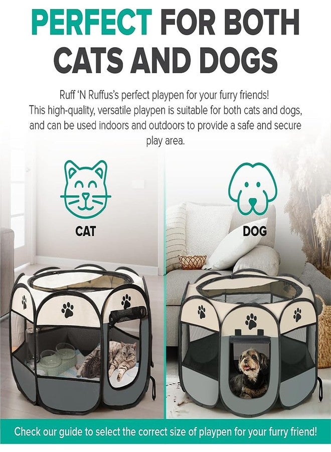 Qpets® Foldable Pet Playpen Breathable Indoor Pet Fence Pet Enclosure with Mesh Window for Cat Dog Movable Pet Delivery Room Detachable Zipper Mesh Shade Cover (114*114*58CM) - Image 5