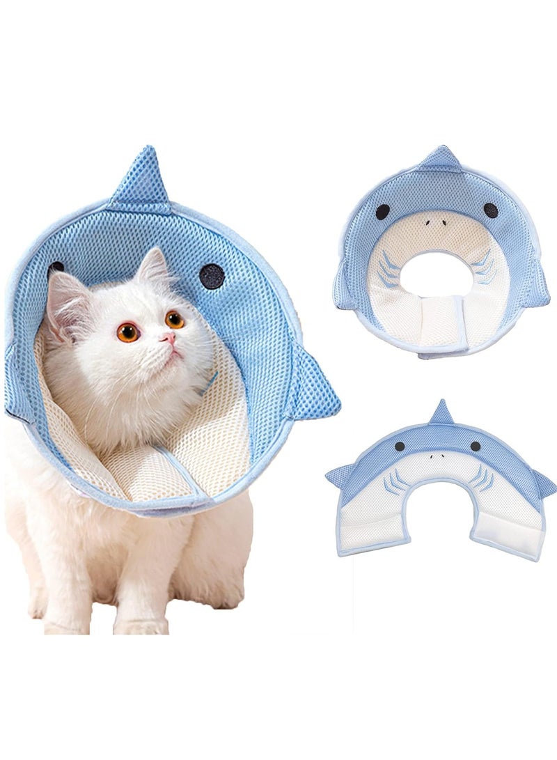 رات سو طوق تعافي ناعم للقطط قابل للتعديل بعد الجراحة، خفيف الوزن وحامي مع تصميم سمكة القرش، وأشرطة قابلة للتنفس للقطط والقطط الصغيرة - Image 1