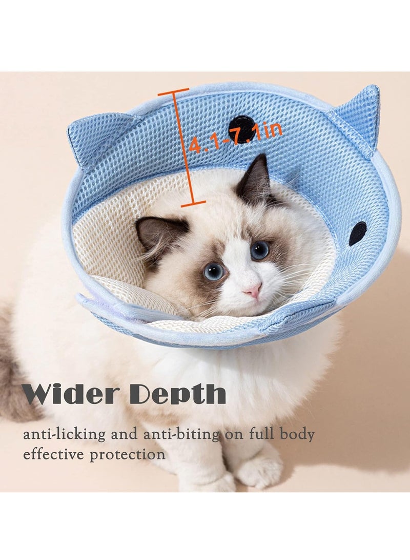 رات سو طوق تعافي ناعم للقطط قابل للتعديل بعد الجراحة، خفيف الوزن وحامي مع تصميم سمكة القرش، وأشرطة قابلة للتنفس للقطط والقطط الصغيرة - Image 5