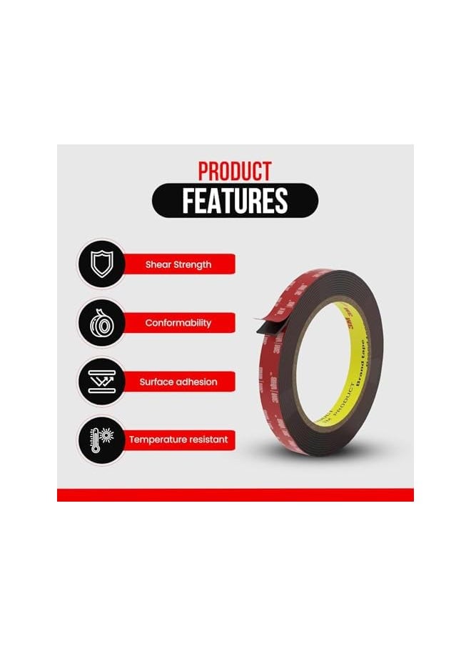 Scotch  3M 5952 VHB Double Sided Tape Grey 12mm x 3m: Heavy Duty, Waterproof Sticky Tape for LED Lights, Number Plates, Picture Hanging– Ideal for Home, Office, Car, Outdoor Use – Superior Adhesion  - Image 2