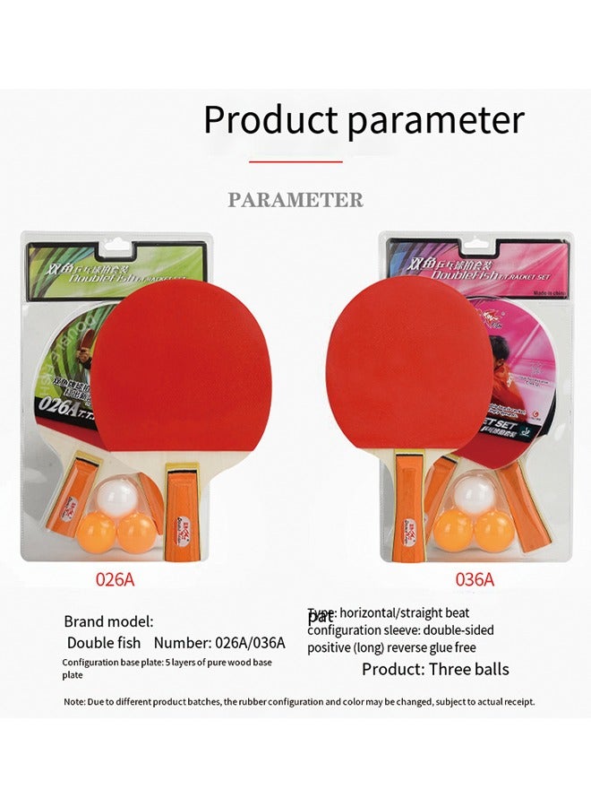 Double Fish Fish 026A Ping Pong Paddle Set For Beginners - Two Short Handle Pen-Hold Shooting With Three Balls - Image 5
