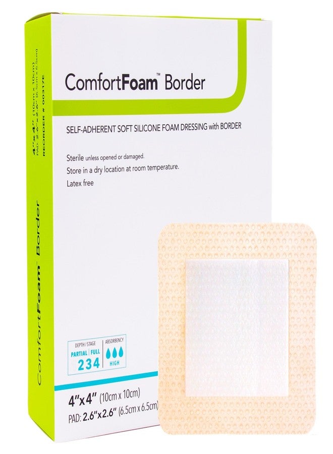 DermaRite's ComfortFoam Border, Foam Wound Dressing - Flexible and Soft Silicone, Self Adhesive, No Natural Rubber Latex - 4 in. x 4 in., 1 Count, 10 Packs, 10 Total - Image 1