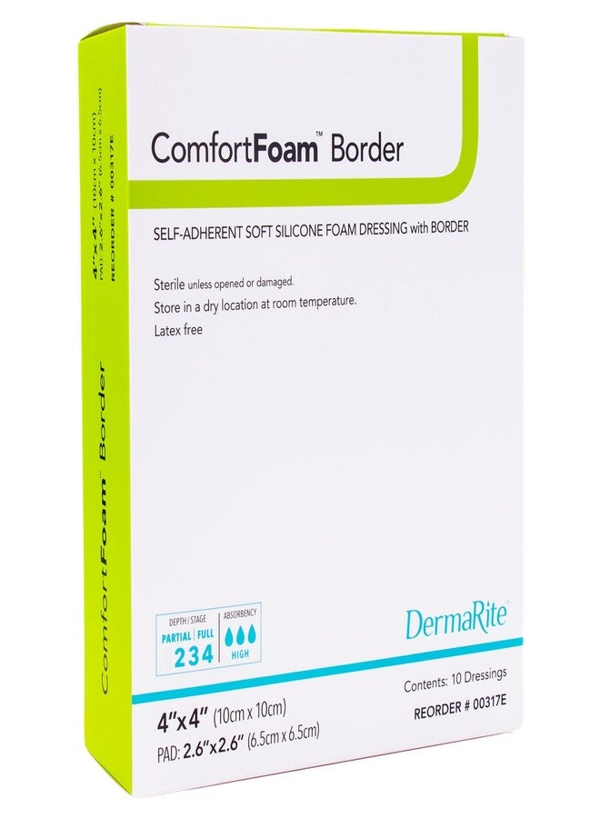 DermaRite's ComfortFoam Border, Foam Wound Dressing - Flexible and Soft Silicone, Self Adhesive, No Natural Rubber Latex - 4 in. x 4 in., 1 Count, 10 Packs, 10 Total - Image 2
