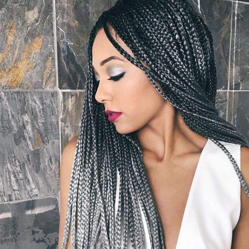 XCHSLB 7 Packs Goddess Box Braids Crochet Hair 14 Inch Prelooped Crochet Box Braids Crochet Hair for Black Women Braiding Hair 14 Inch 7 Packs 1BGray