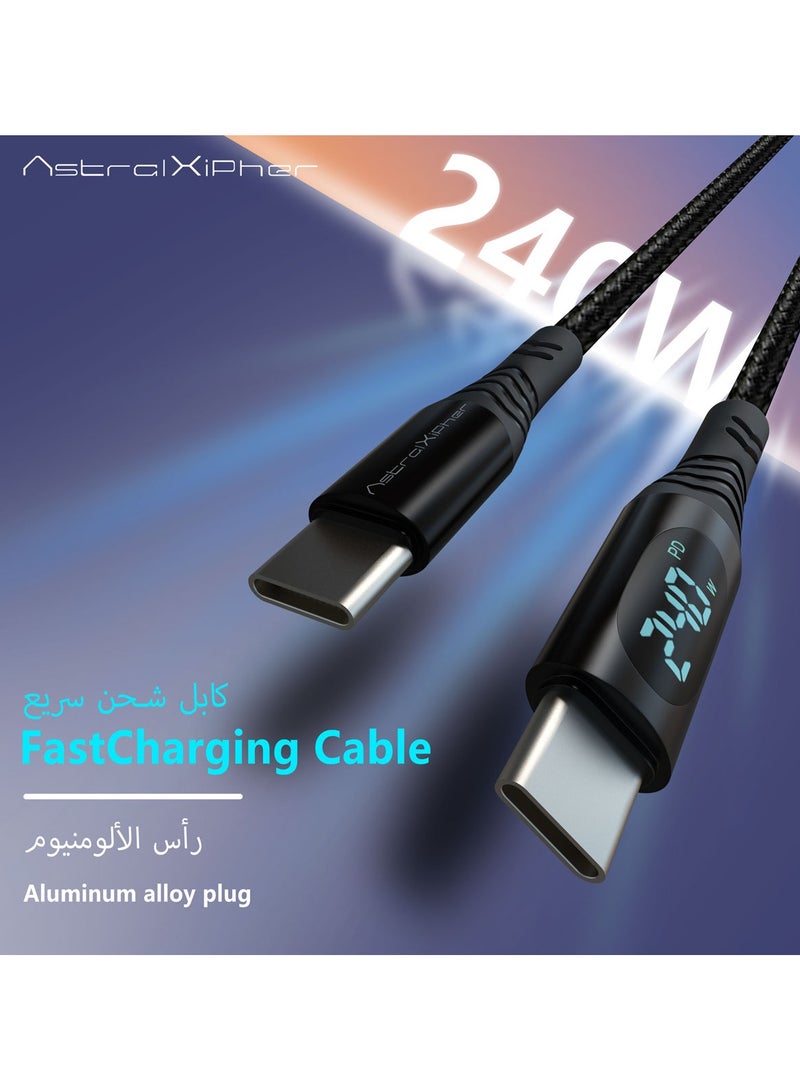 Astralxipher 240W 2m Smart Fast Charging Cable with Digital Display: PD/QC Fast Charge + USB3.0 | Compatible with iPhone 15/16 Series & Galaxy S24 ultra/S25 Series | Nylon Braided + Triple Protectionultra - Image 2