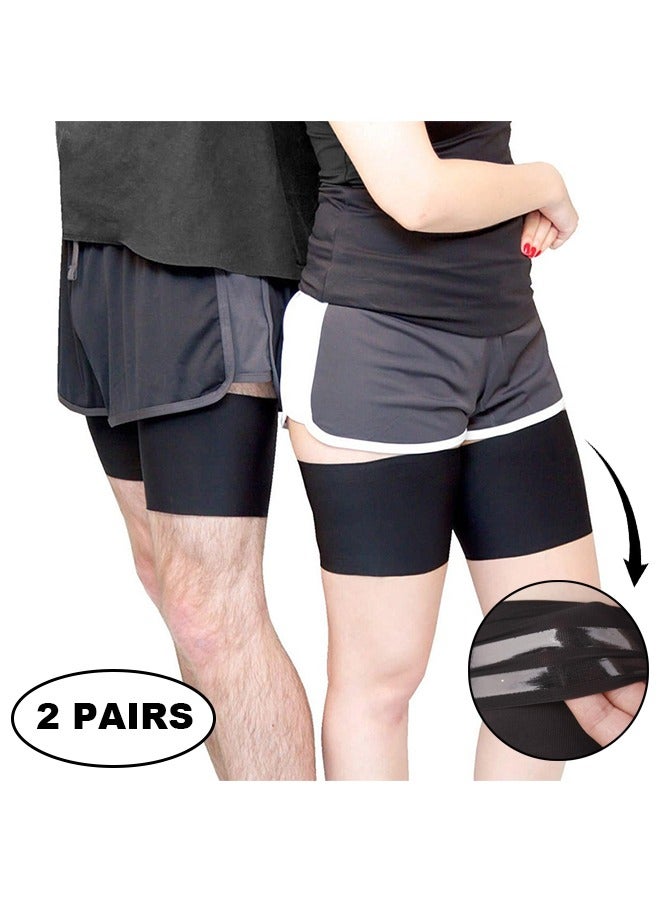 2 Pairs Thigh Wraps for Plus Size Women, Thigh Slimmers, Elastic Thigh Calf Compression Sleeve, Upper Slimming Thigh Wraps for Flabby Thigh, Black, XL - Image 1