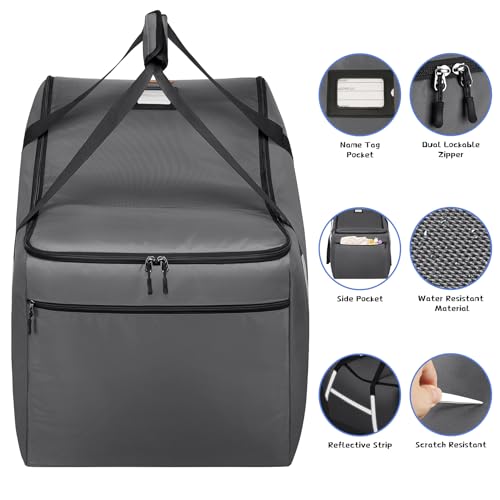 SINVICKO Infant Car Seat Travel Bag for Airplane Compatible with All Nuna Pipa Car Seat and Base,Chicco KeyFit 30 and Base, Padded Car Seat Bags for Air Travel,Car Seat Gate Check Bag with Side Pocket, Gray - Image 3