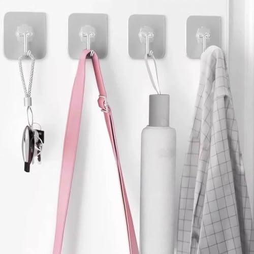 DDMY Hooks for Hanging, 50 Pack Wall Hooks 50lb(Max) Transparent Reusable Waterproof Adhesive Hook for Kitchen Curtain, Towel Hook for Bathrooms, Heavy Duty Self Coat Hook for Walls No Damage - Image 2