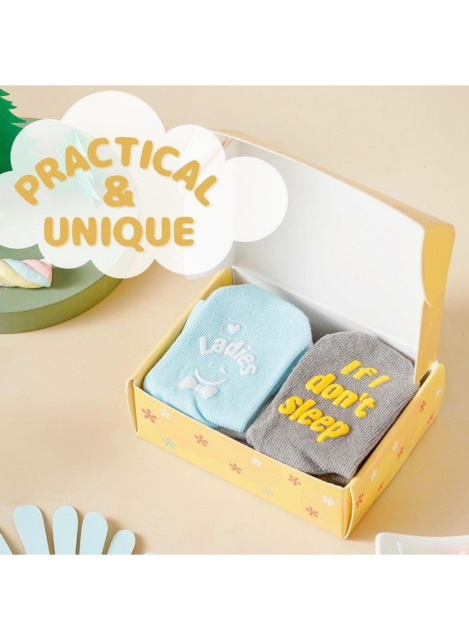 InnoBeta Baby Socks Set with Funny Quotes (4 Pairs) Newborn/Infant Socks for Baby Shower, Gender Reveal 3-12 Months, Baby Boy - Image 2