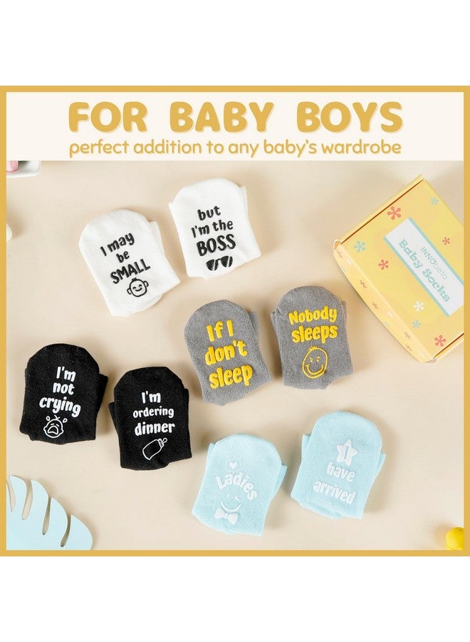 InnoBeta Baby Socks Set with Funny Quotes (4 Pairs) Newborn/Infant Socks for Baby Shower, Gender Reveal 3-12 Months, Baby Boy - Image 4