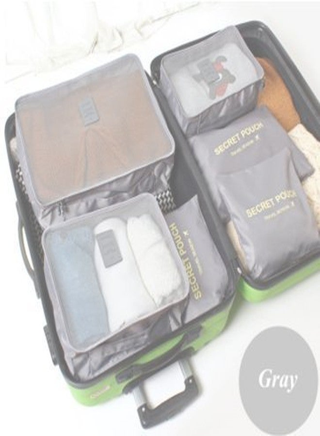 BESTOTTAM 6 in 1 Polyester Secret Pouch Travel Bag Packing Cubes Laundry Bag with Undergarments & Cloth Storage Organizer Travelling Set/Suitcase Cloth Cube Bag (6 PC SET GREY) - Image 5