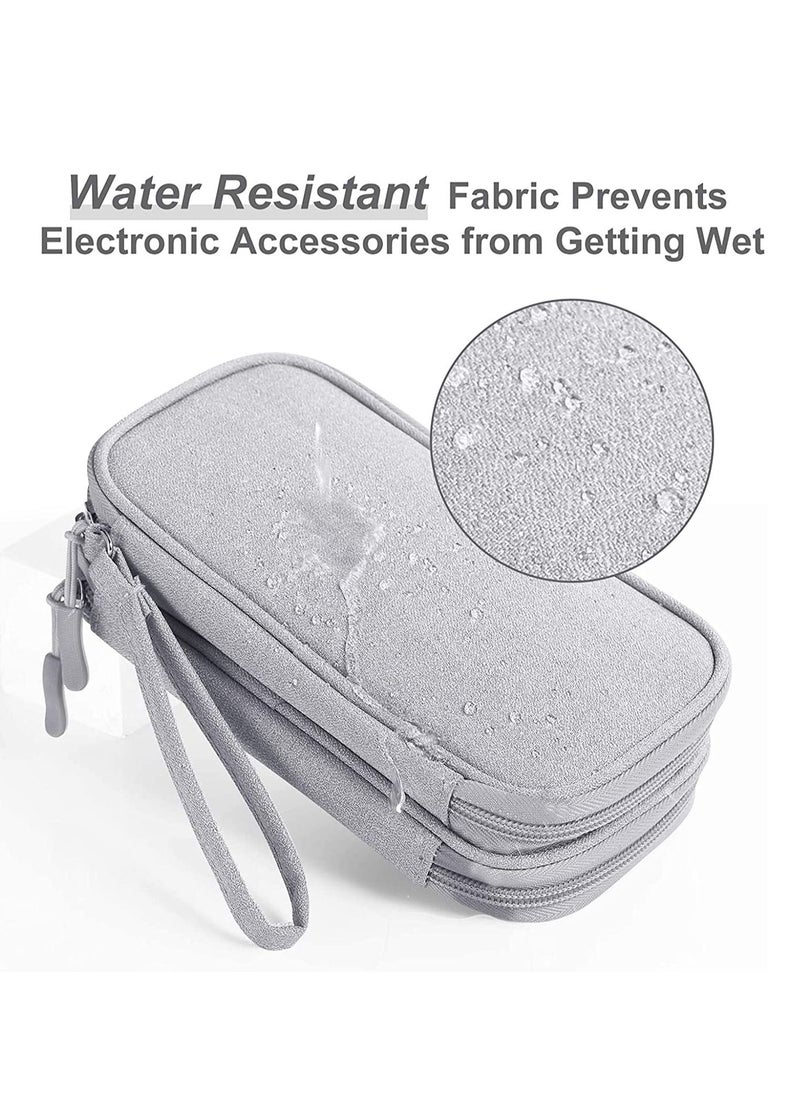SYOSI - Small Electronic Organizer Cable Bag, Travel Portable Electronic Accessories Storage Bag Soft Carrying Case Pouch for Hard Drive, Cord, Charger, Earphone, USB, SD Card (Light Grey) - Image 1