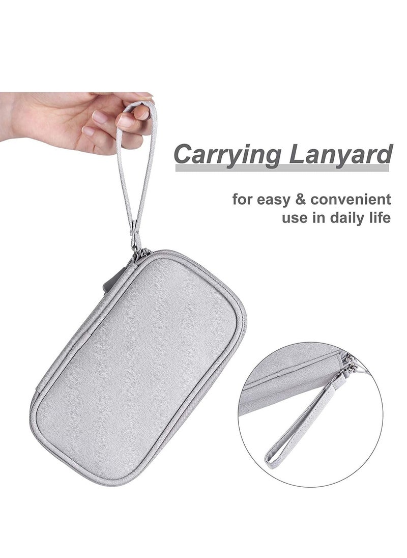 SYOSI - Small Electronic Organizer Cable Bag, Travel Portable Electronic Accessories Storage Bag Soft Carrying Case Pouch for Hard Drive, Cord, Charger, Earphone, USB, SD Card (Light Grey) - Image 1