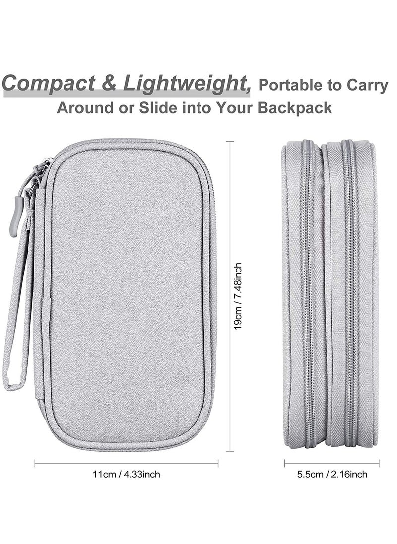 SYOSI - Small Electronic Organizer Cable Bag, Travel Portable Electronic Accessories Storage Bag Soft Carrying Case Pouch for Hard Drive, Cord, Charger, Earphone, USB, SD Card (Light Grey) - Image 1