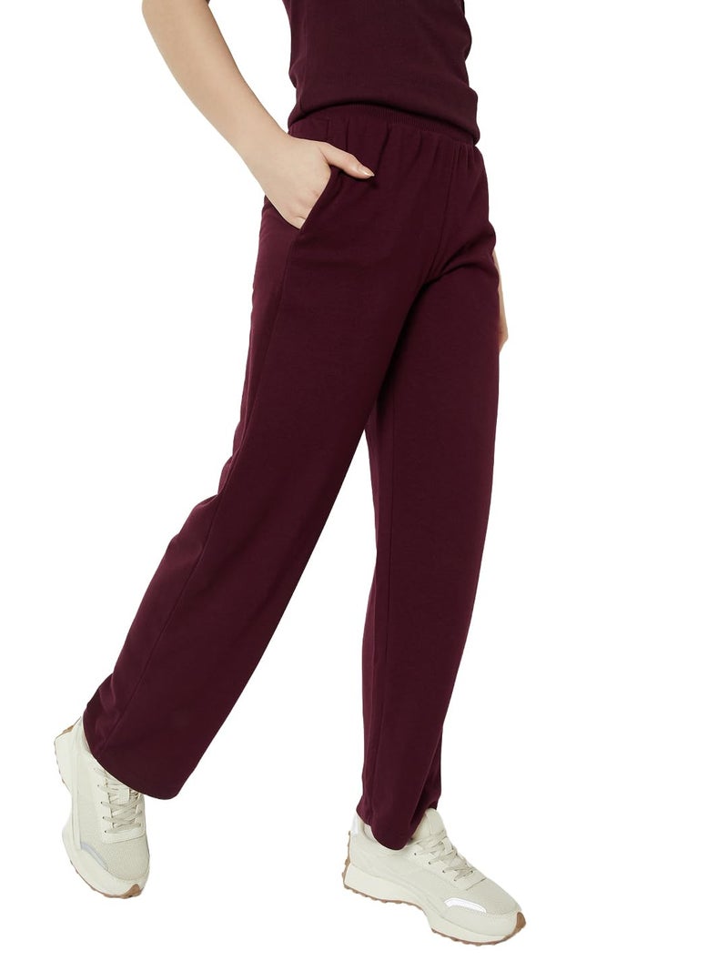 Max Women Solid Athleisure Track Pants (Burgundy_L) - Image 4
