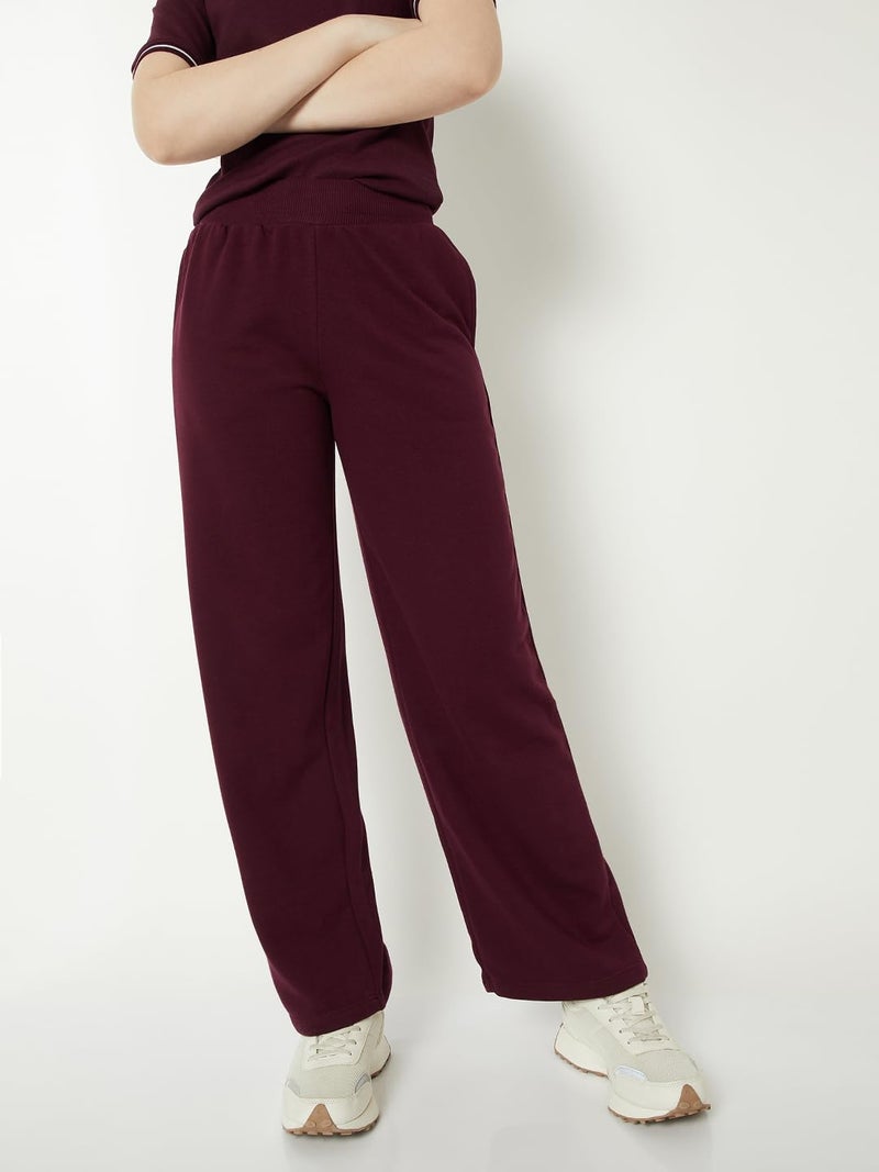 Max Women Solid Athleisure Track Pants (Burgundy_L) - Image 2