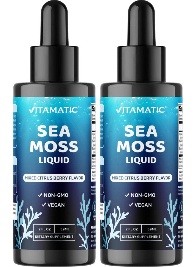 Vitamatic 2 Packs Liquid Organic Irish Sea Moss - Made with Bladderwrack & Burdock Root - 2800 mg per Serving - 2 FL OZ - Seamoss Total 4 oz - Image 1