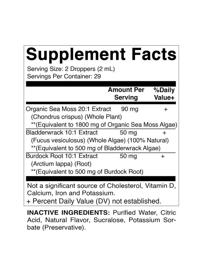 Vitamatic 2 Packs Liquid Organic Irish Sea Moss - Made with Bladderwrack & Burdock Root - 2800 mg per Serving - 2 FL OZ - Seamoss Total 4 oz - Image 2
