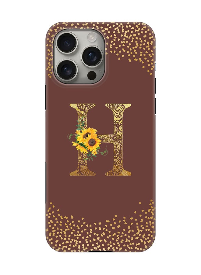 Stylizedd Tough Pro Magnetic Case for iPhone 16 Pro Max, Dual Layer hybrid PC + TPU Mobile Cover Matte - Custom Floral Monogram - H  (Brown )  - Image 1