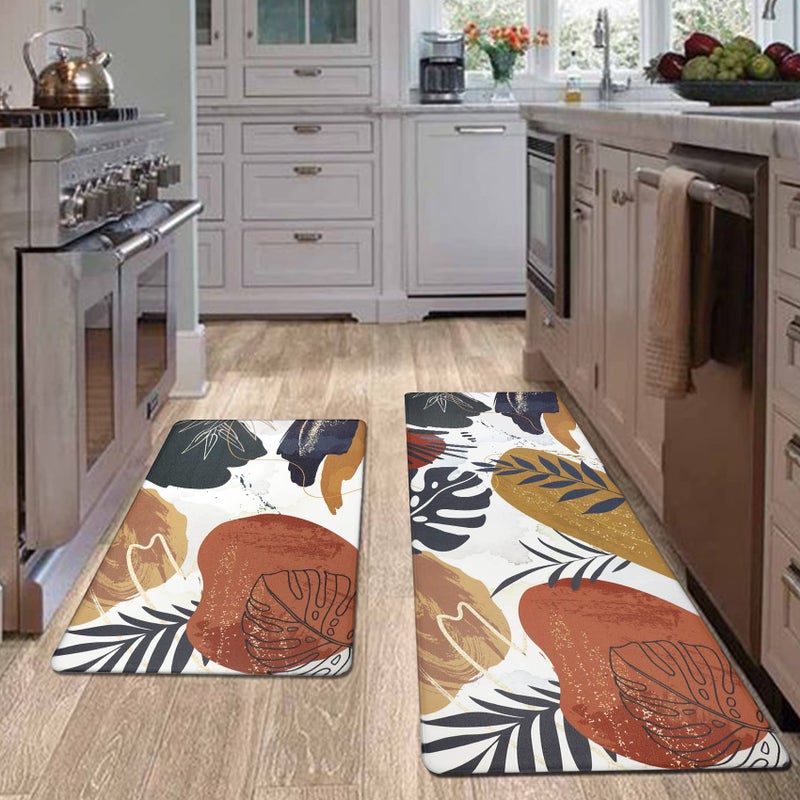 Homcomoda Boho Kitchen Rugs Set of 2 Non Skid Kitchen Mats for Floor Cushioned Anti Fatigue Kitchen Floor Mats Waterproof Comfort Mats for Standing Sink Laundry - Image 4