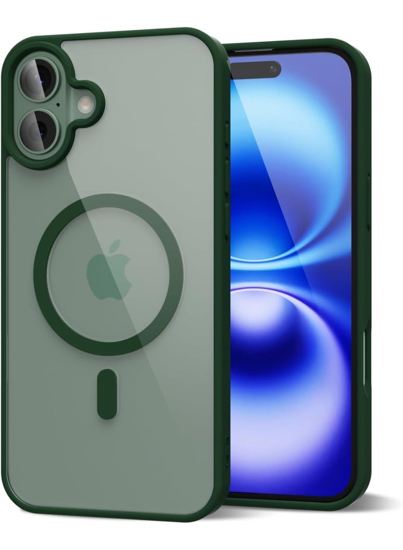 أكاليكس جراب مغناطيسي لهاتف iPhone 16 Plus، متوافق مع MagSafe، غطاء فاخر مطلي، جراب هاتف شفاف ناعم مقاوم للصدمات من مادة TPU (أخضر) - Image 1