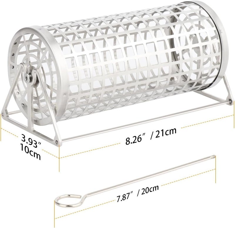 Luckam Rolling Grilling Basket, BBQ Grill Basket, Rolling Grilling Baskets For Outdoor Grilling, Perfect For Vegetables, Fruit, Fries, Multifunctional Round Barbecue Cooking Accessory, 1 Pcs - Image 5