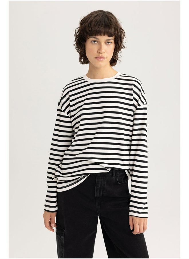 DeFacto - Woman Regular Fit Crew Neck Knitted Long Sleeve T-Shirt - Image 1