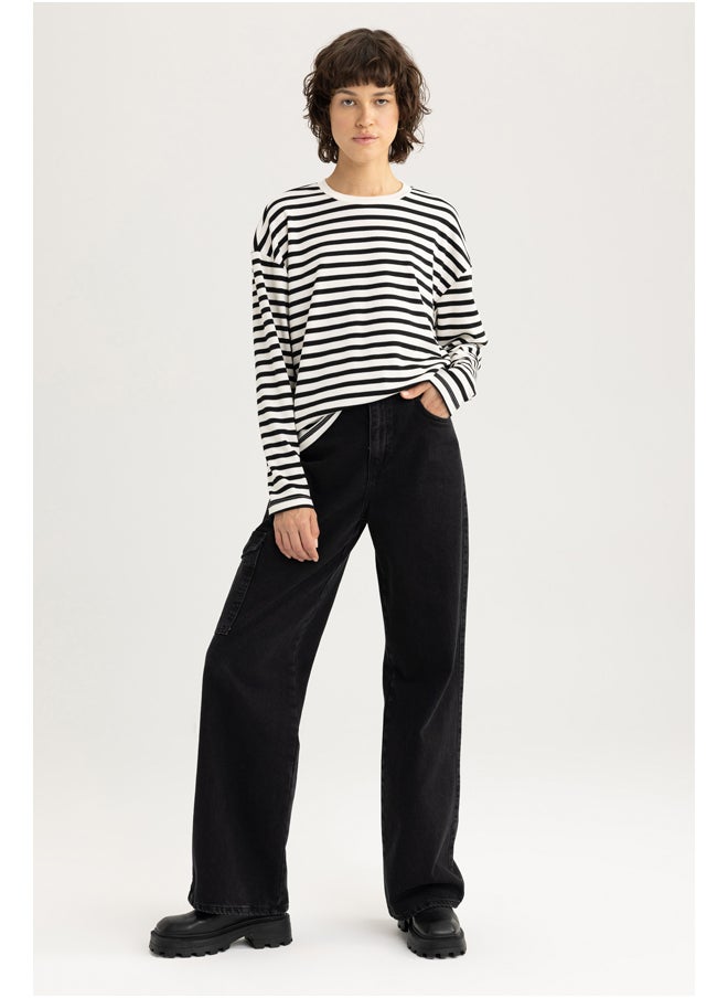 DeFacto - Woman Regular Fit Crew Neck Knitted Long Sleeve T-Shirt - Image 1