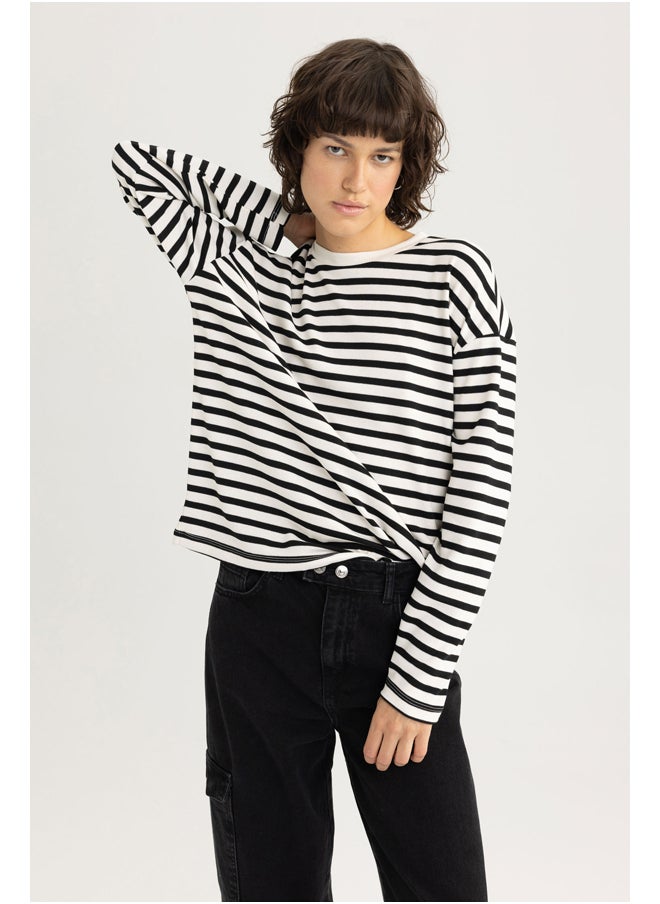 DeFacto - Woman Regular Fit Crew Neck Knitted Long Sleeve T-Shirt - Image 1