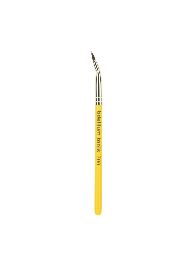 Bdellium Tools Bdellium Tools Professional Makeup Brush - Travel 708 Bent Eyeliner - Short Wooden Handle for Convenient Travel, For Smooth Application (Yellow, 1pc) 