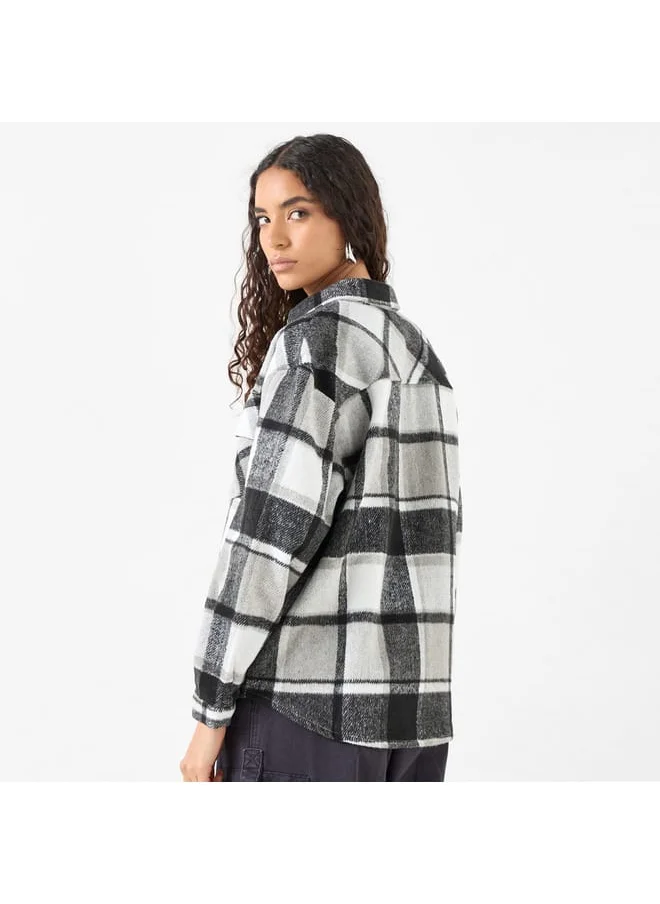 Lee Cooper Lee Cooper Checked Shacket with Long Sleeves and Pockets