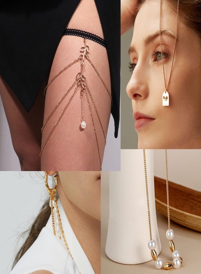 سلاسل كبح مطلية بالذهب عيار 18 قيراطًا بتقنية PVD من Ucevi [33 قدمًا]، كمية كبيرة لصنع المجوهرات، سلاسل كبح من الفولاذ المقاوم للصدأ 304 بحلقات مسطحة ملتوية 2 مم، بكرة لف لصنع المجوهرات والأعمال اليدوية - Image 4