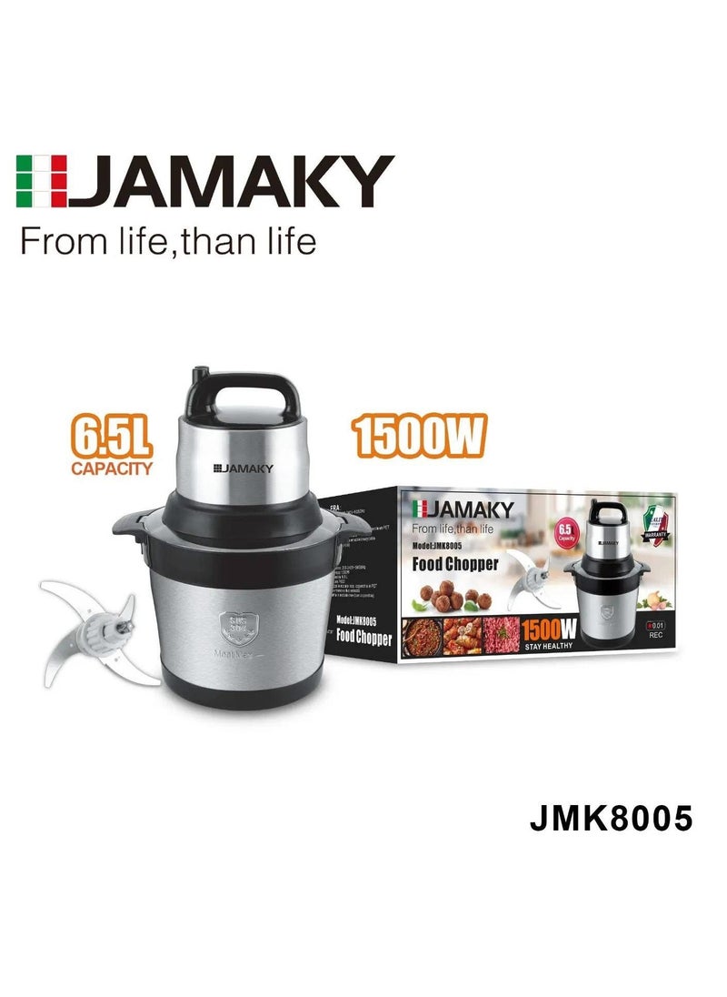 JAMAKY Italy Jamaki Multifunctional Meat and Vegetable Grinder, 6.5L, 1500W, Stainless Steel Kibbeh Grinder, 1 Year Warranty - JMK8005- Italian  - Image 3